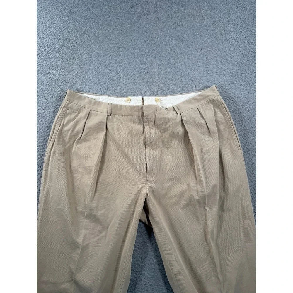 Vintage Polo Ralph Lauren Blue Label Pants Mens 38x32 Khaki Pleated Chino Italy